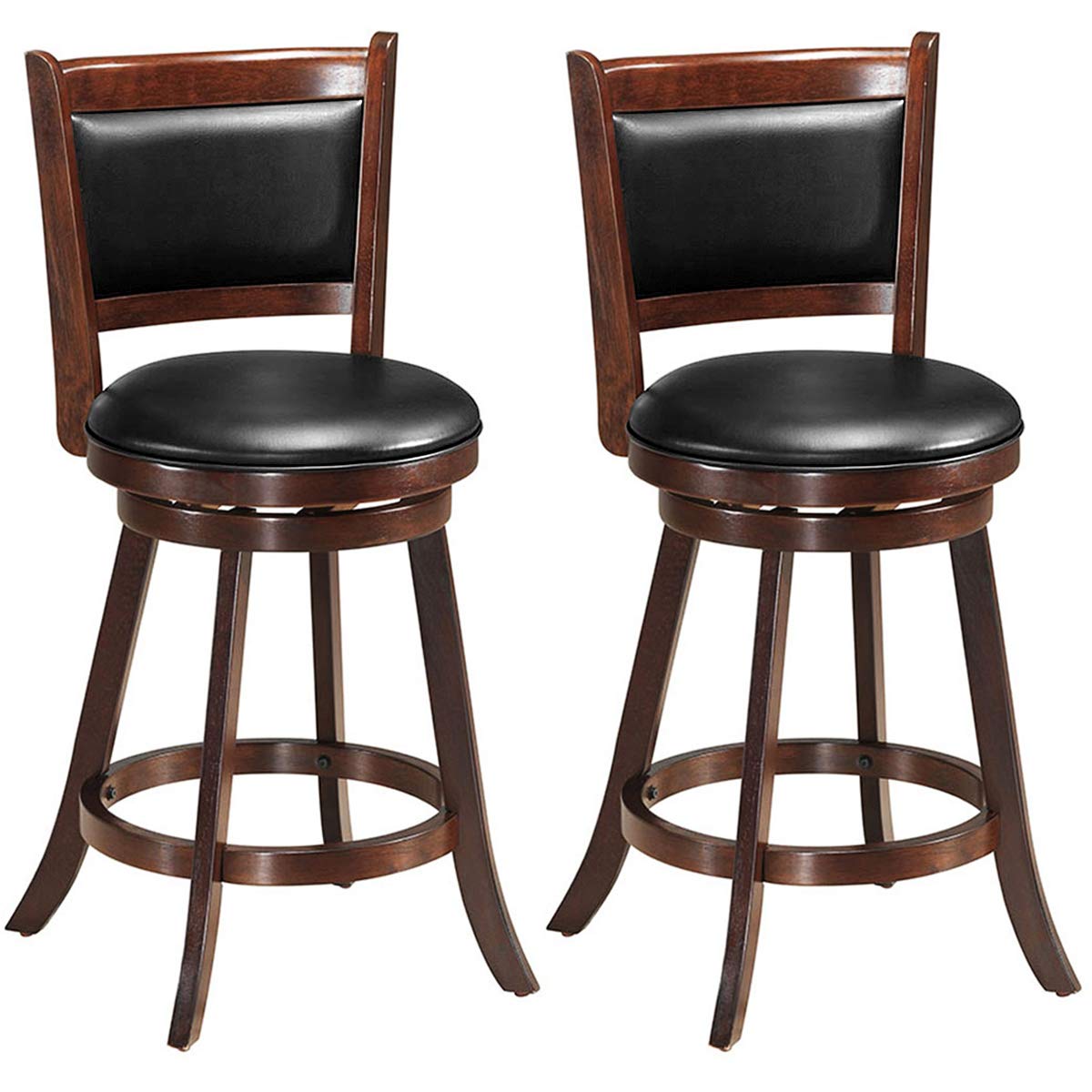 KOMFOTT Bar Stools Set of 1/2 360 Degree Swivel, Accent Wooden Swivel Seat Counter Height Bar Stool