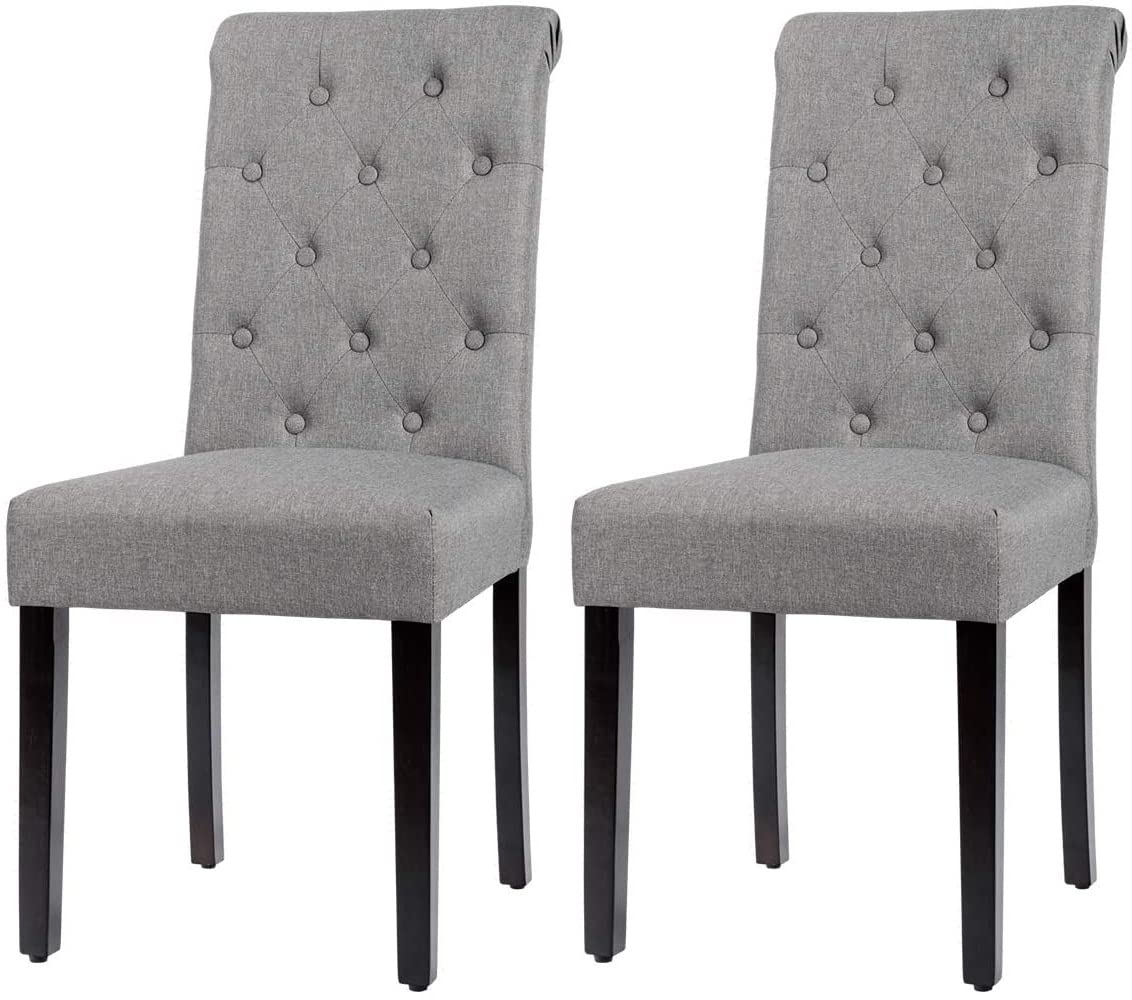 KOMFOTT Upholstered Accent Dining Chairs Set of 2/4 with Adjustable Anti-Slip Foot Pads, High Back, Sturdy Wood Legs