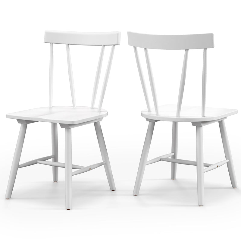 KOMFOTT Set of 2/4 Windsor Chairs, Rubber Wood Dining Chairs with Spindle Back, Wide Seats, Anti-Slip Foot Pads
