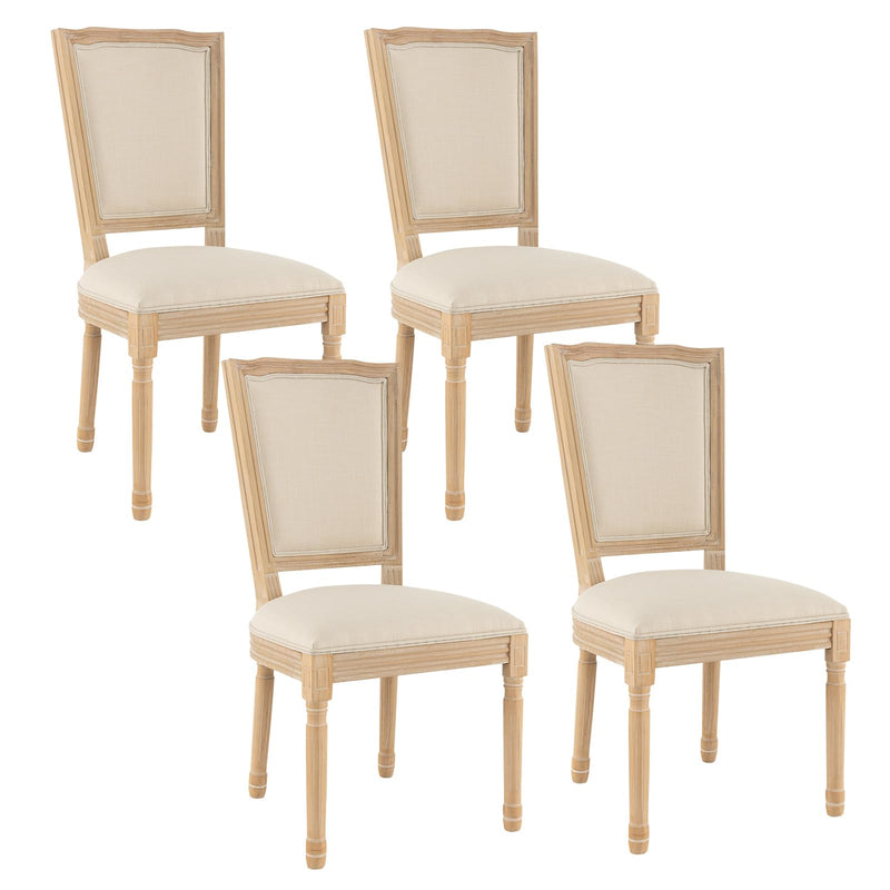 KOMFOTT Wood Dining Chairs Set of 2, French Style Kitchen Chair with Padded Seat & Back
