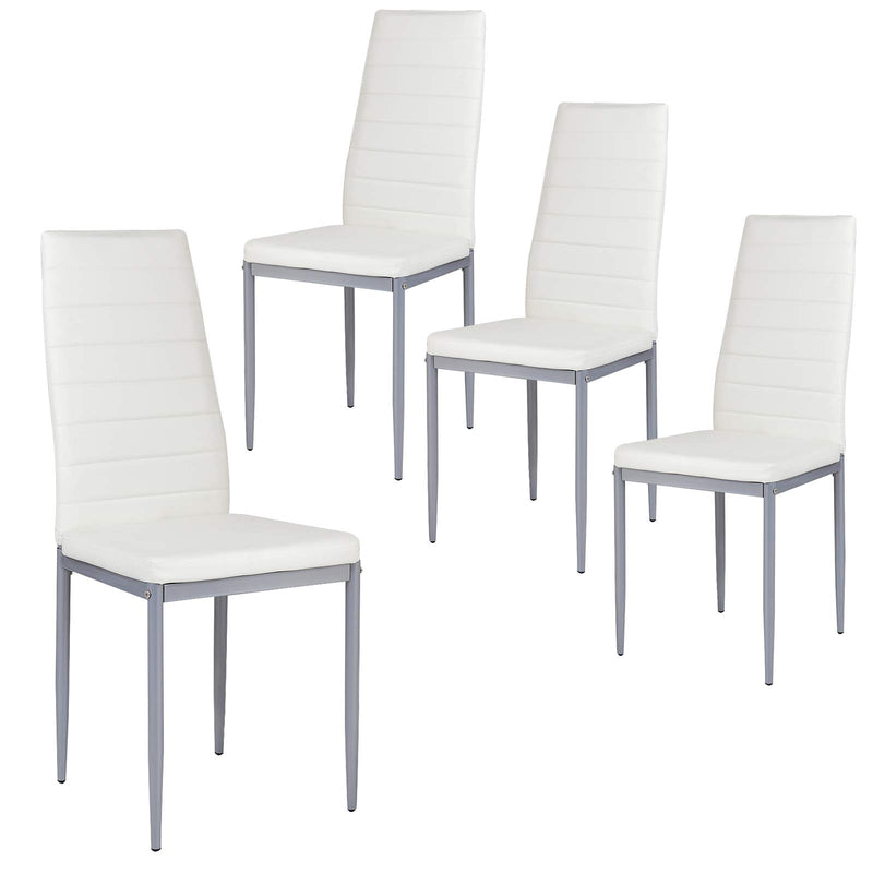KOMFOTT Set of 4 PU Leather Dining Side Chairs with Padded Seat Foot Cap Protection Stable Frame Heavy Duty High Back