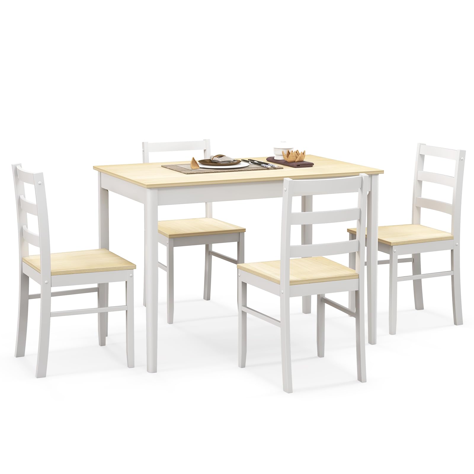 KOMFOTT Dining Table Set for 4, Breakfast Nook with Kitchen Table, 4 Dining Chairs