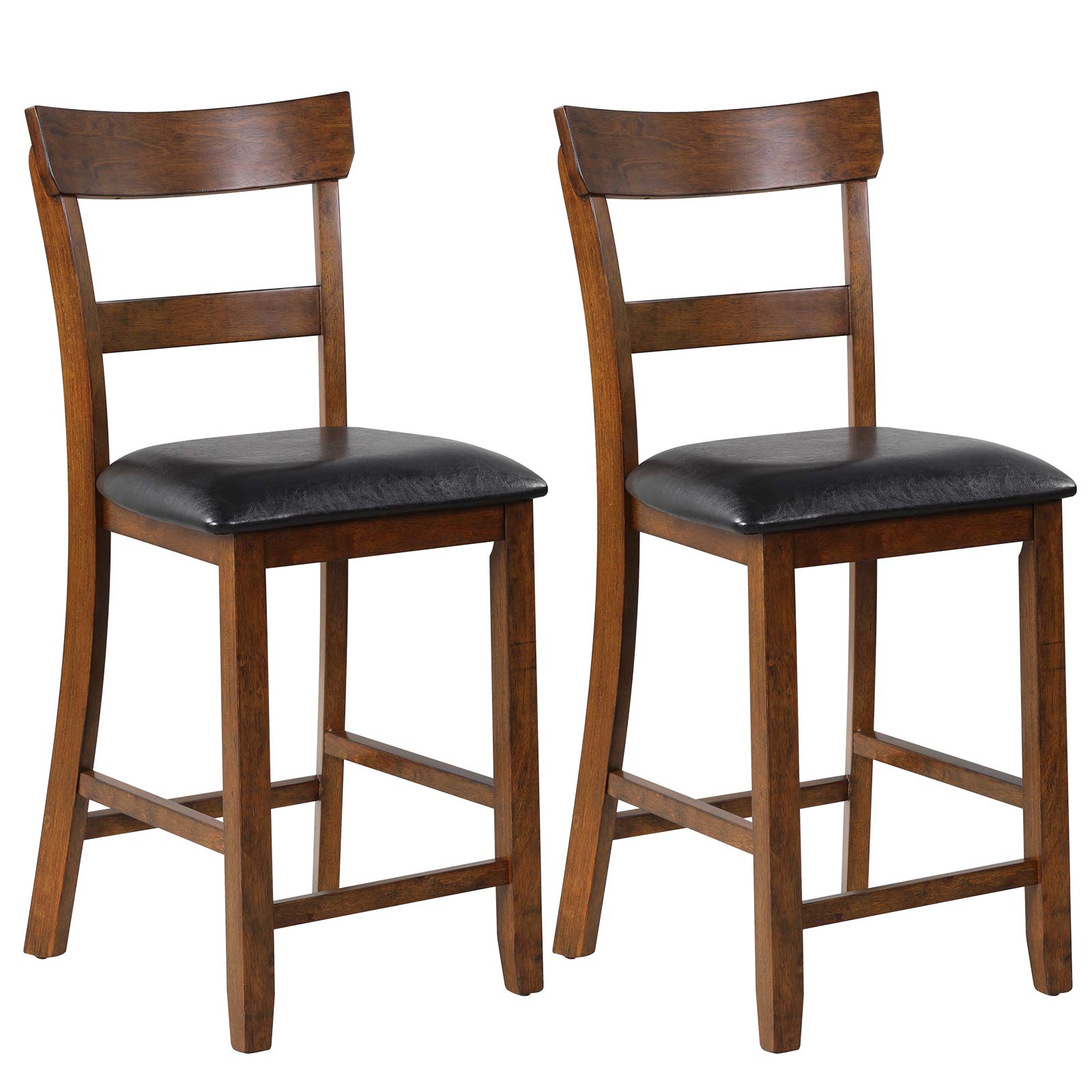 KOMFOTT Bar Stools Set of 2/4, 25.5-Inch Counter Height Chair with Backrest, Foam-Padded Cushion, Rubber Wood Legs