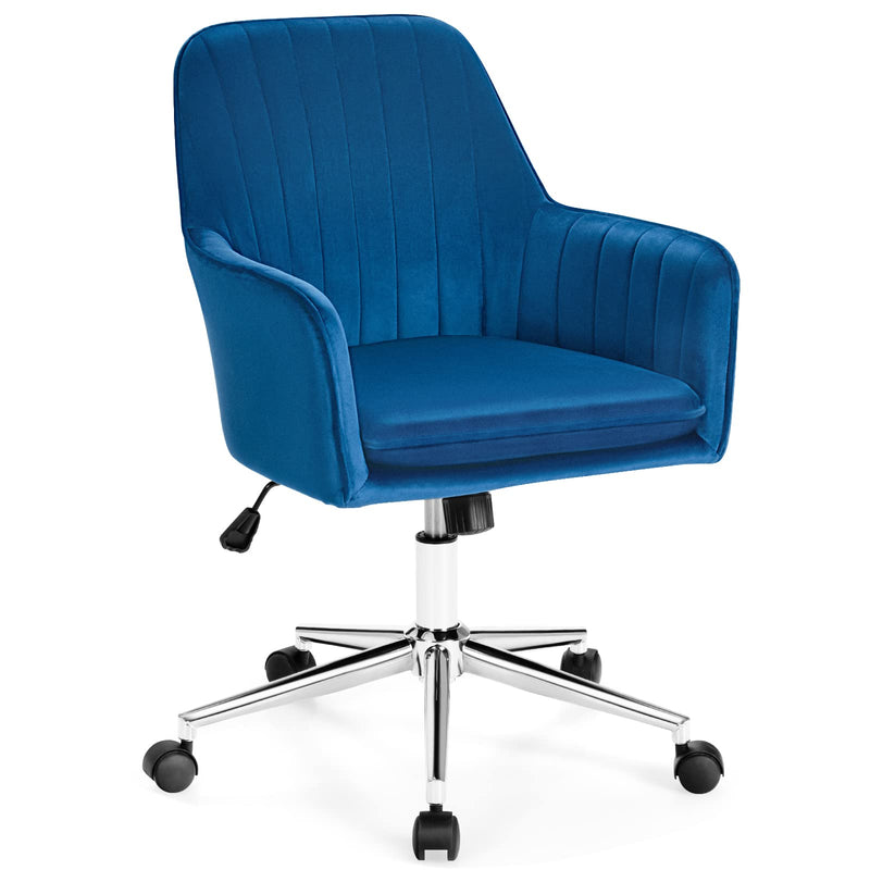 KOMFOTT Velvet Desk Chair, Mid-Back Leisure Office Chair,  360° Rotatable Vanity Chair