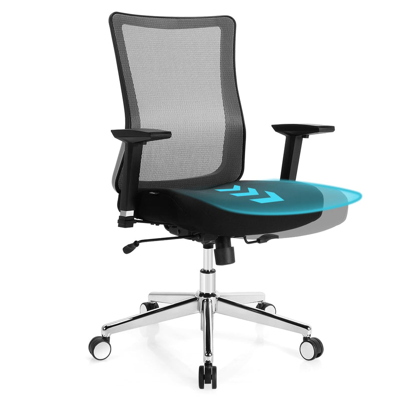 KOMFOTT Ergonomic Office Chair, Mesh Desk Chair with Adjustable Seat Depth, Computer Chair with Wheels and Rocking Function