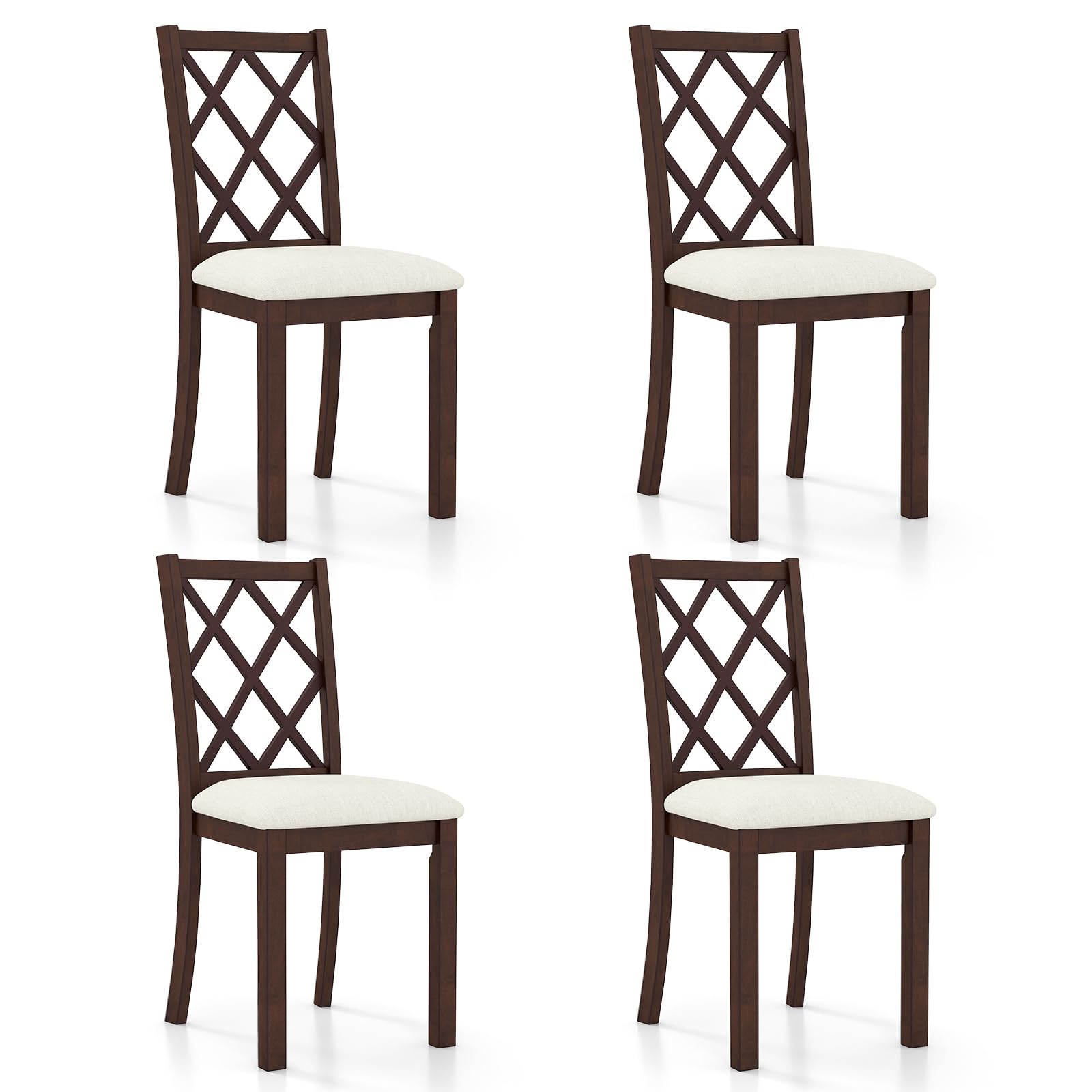 KOMFOTT Wood Dining Chairs Set of 2/4, Farmhouse Kitchen Chair with Rubber Wood Legs