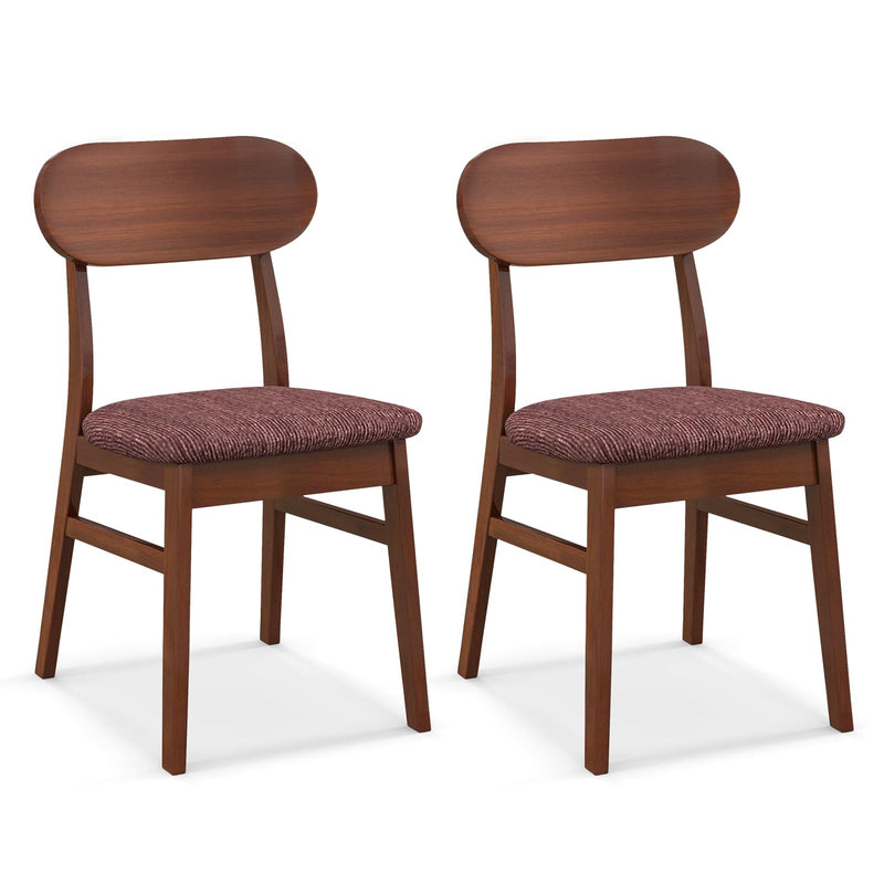 KOMFOTT Wooden Dining Chairs Set of 2, Farmhouse Kitchen Chairs with Padded Seat, Rubber Wood Frame