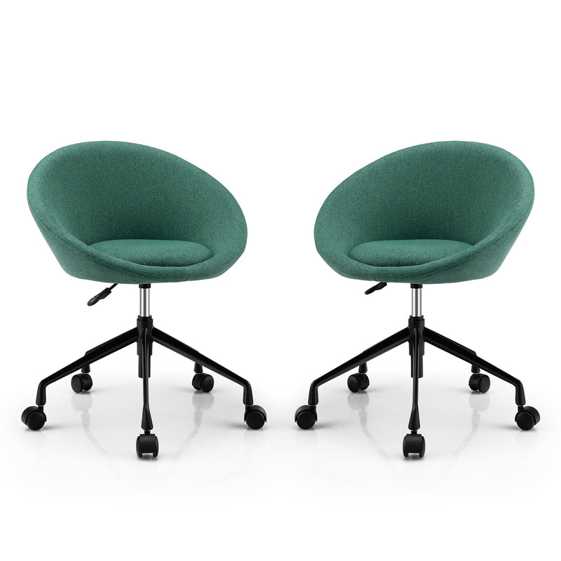 KOMFOTT Armless Office Chair, Modern Fabric Cute Desk Chair with Wheels and Circular Back, Adjustable Swivel Task Computer Chair