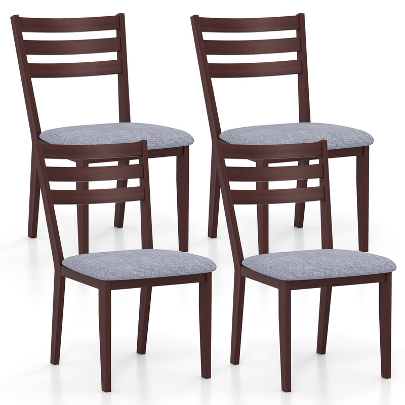 KOMFOTT Wood Dining Chairs Set of 2, Upholstered Kitchen Chair with Solid Rubber Wood Frame