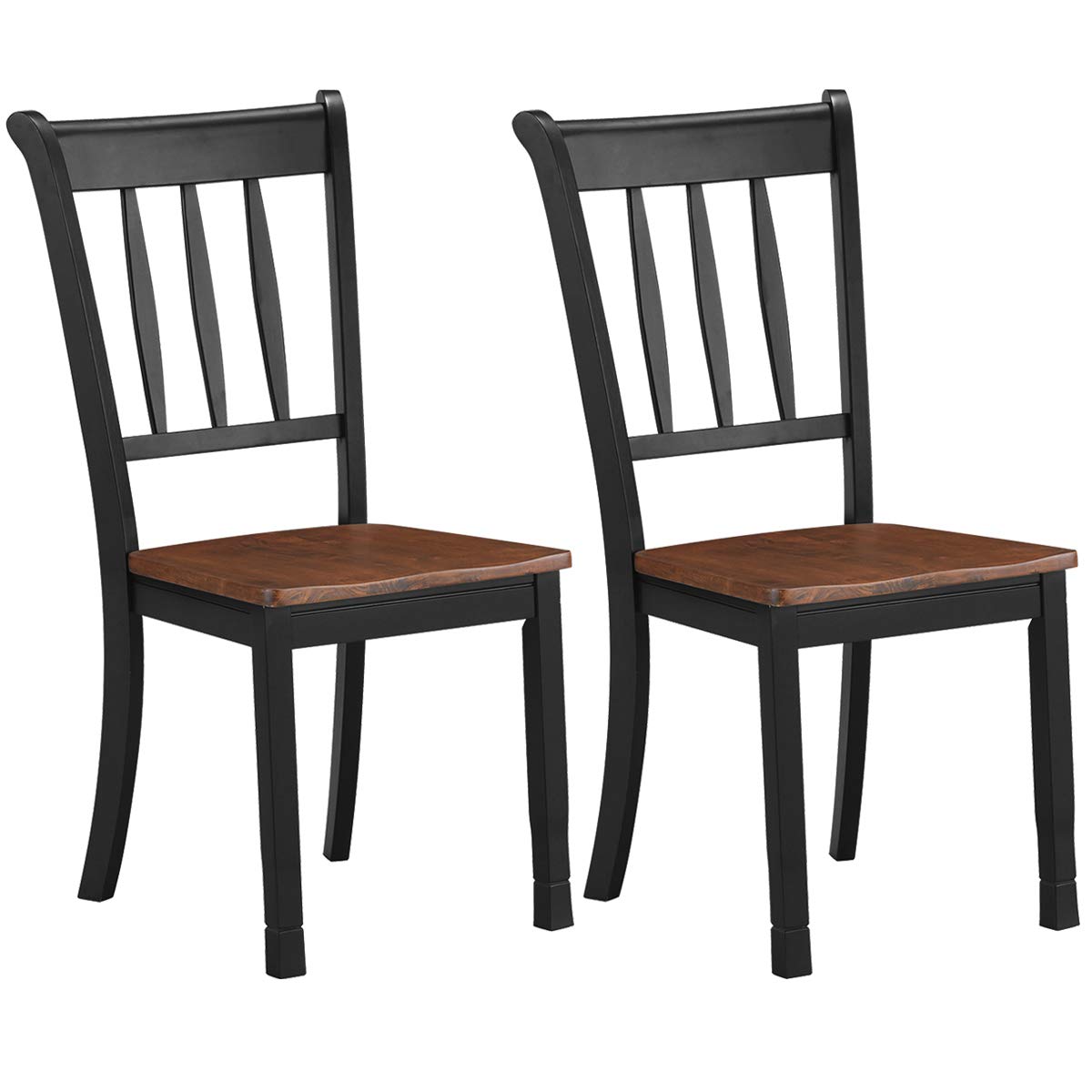 KOMFOTT Set of 2/4 Wood Solid Rubber Wood Armless Dining Chairs with Non-Slip Foot Pads