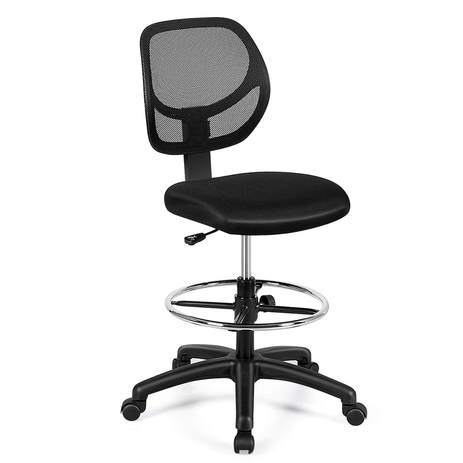 KOMFOTT Mesh Drafting Chair, Standing Desk Chair w/Footrest Ring