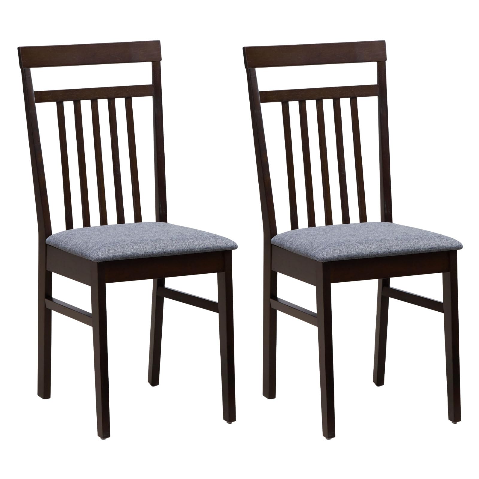 KOMFOTT Wood Dining Chairs Set of 2/4, Farmhouse Kitchen Chair with Cushion Seat, Armless Wooden Dining Side Chairs with Solid Rubber Wood Frame