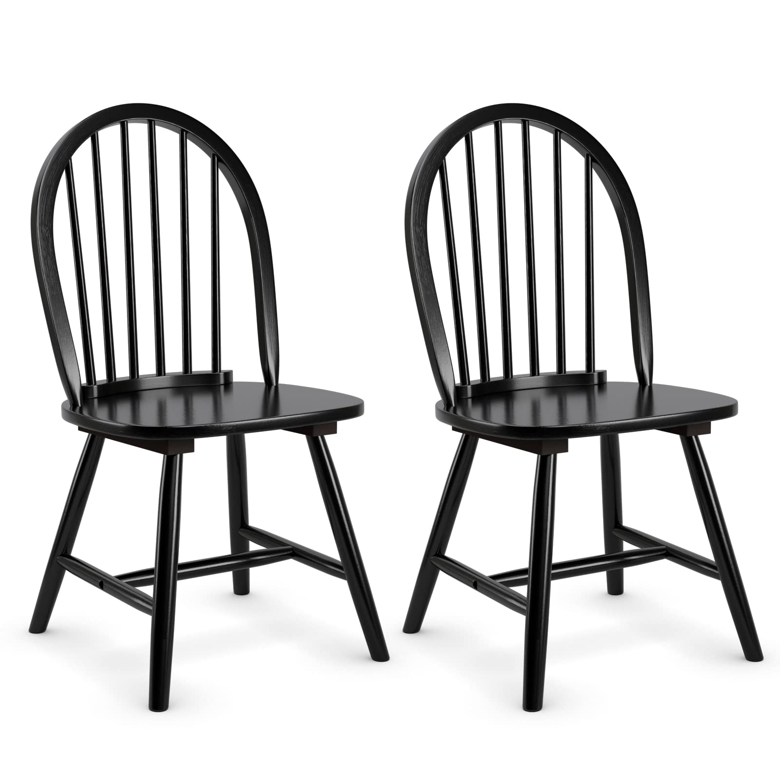 KOMFOTT Set of 2/4 Wood Dining Chairs, French Country Armless Spindle Back Dining Chairs