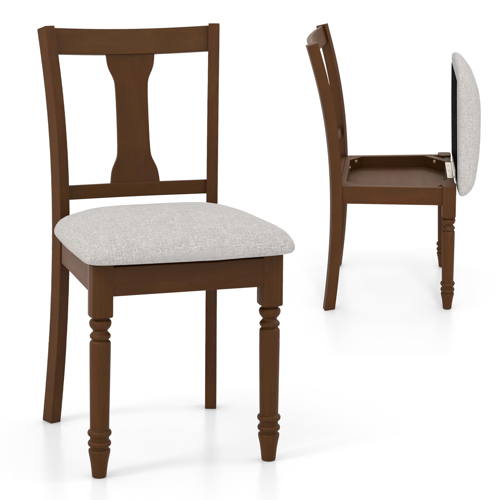 KOMFOTT Wood Dining Chairs Set of 2/4, Armless Wooden Dining Side Chairs with Solid Acacia Wood Frame