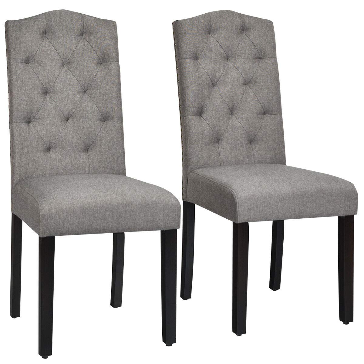 KOMFOTT Set of 2/4 Tufted Fabric Dining Chairs with Padded Seat and Tall Backrest