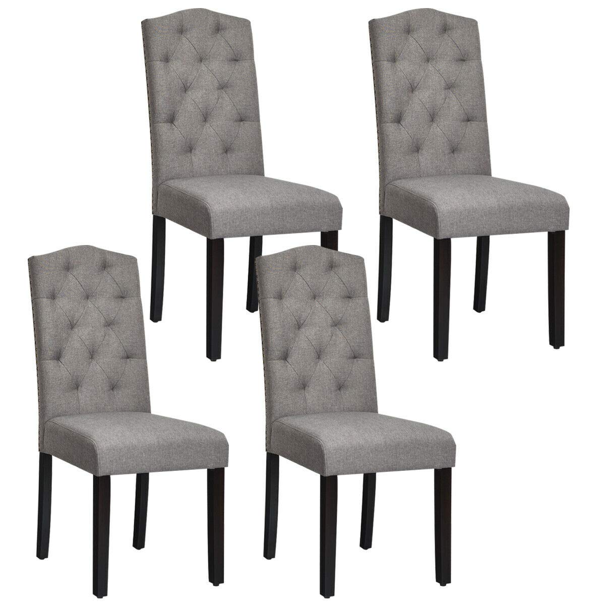 KOMFOTT Set of 2/4 Tufted Fabric Dining Chairs with Padded Seat and Tall Backrest