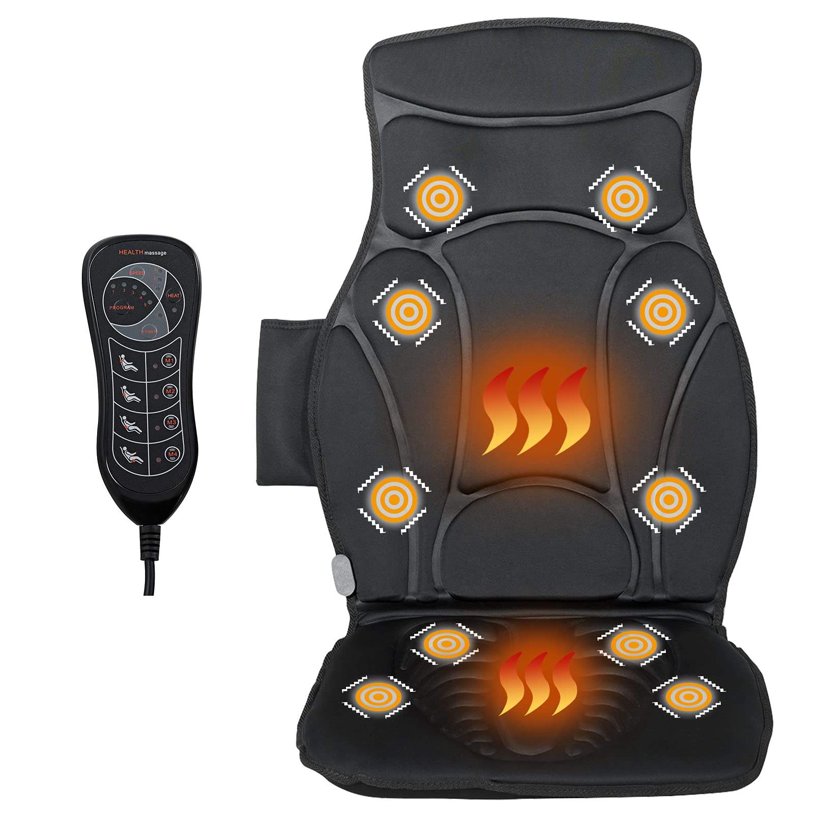 KOMFOTT Massage Chair Pad, Massage Mat with Heat, 10 Vibration Areas, 5 Nodes & 3 Optional Speeds