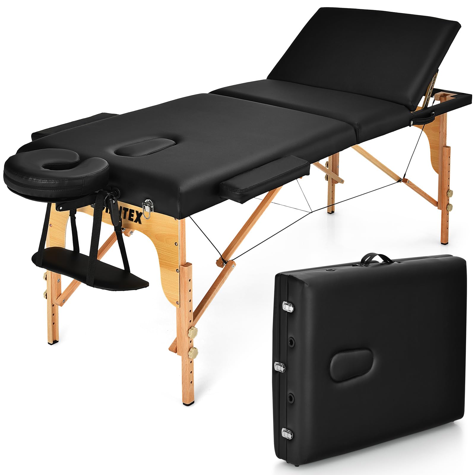 KOMFOTT Portable 3 Sections 84inch Folding Massage Table with Carry Case