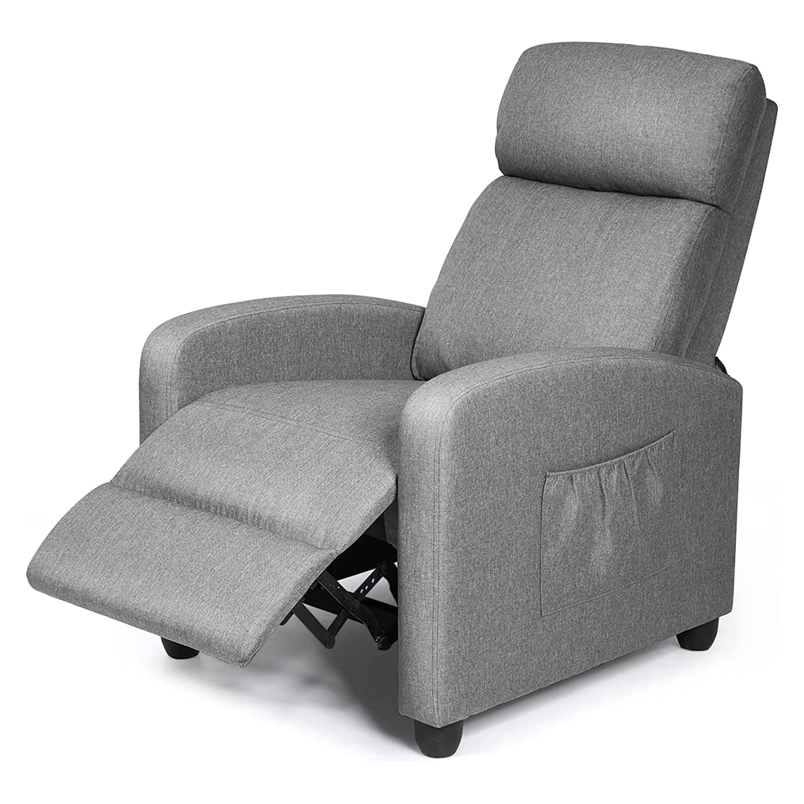 KOMFOTT Recliner Chair with Adjustable Backrest & Footrest, Living Room Ergonomic Single Sofa with Remote and Side Pocket