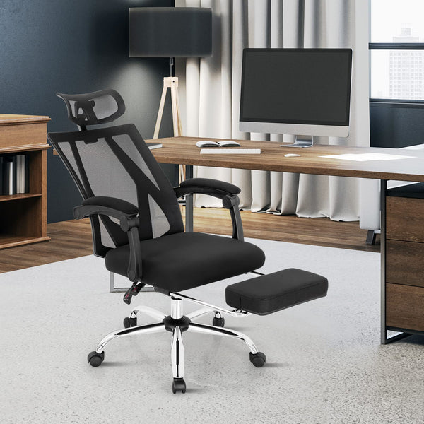 KOMFOTT Ergonomic Mesh Office Chair, High Back Computer Desk Chair w/Adjustable Headrest, Footrest, Lumbar Support