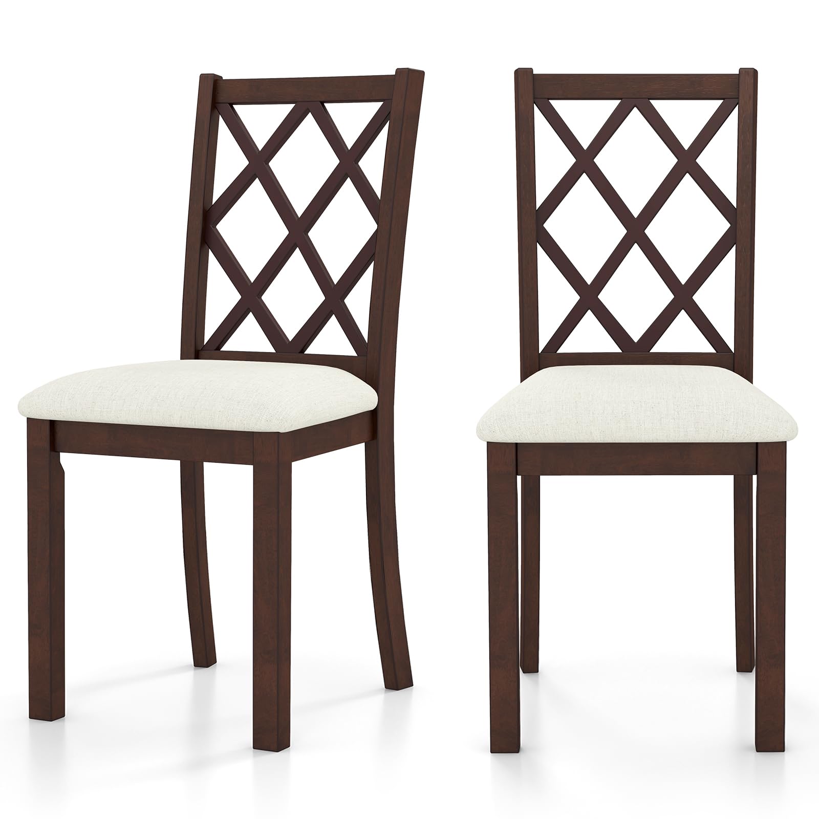 KOMFOTT Wood Dining Chairs Set of 2/4, Farmhouse Kitchen Chair with Rubber Wood Legs