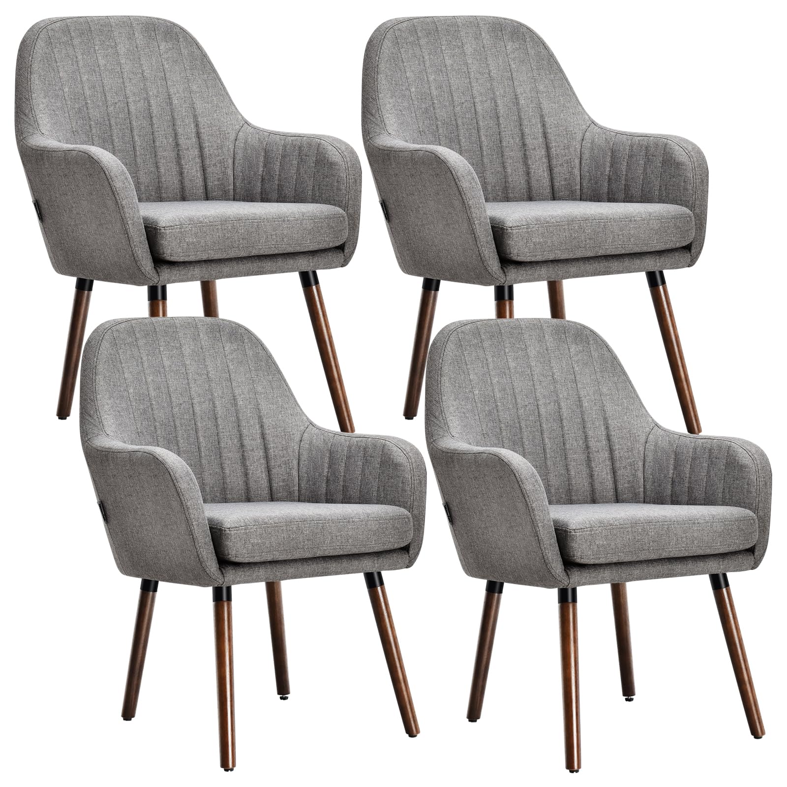 KOMFOTT Set of 2/4 Fabric Dining Chairs, Accent Upholstered Arm Chair w/Wood Legs