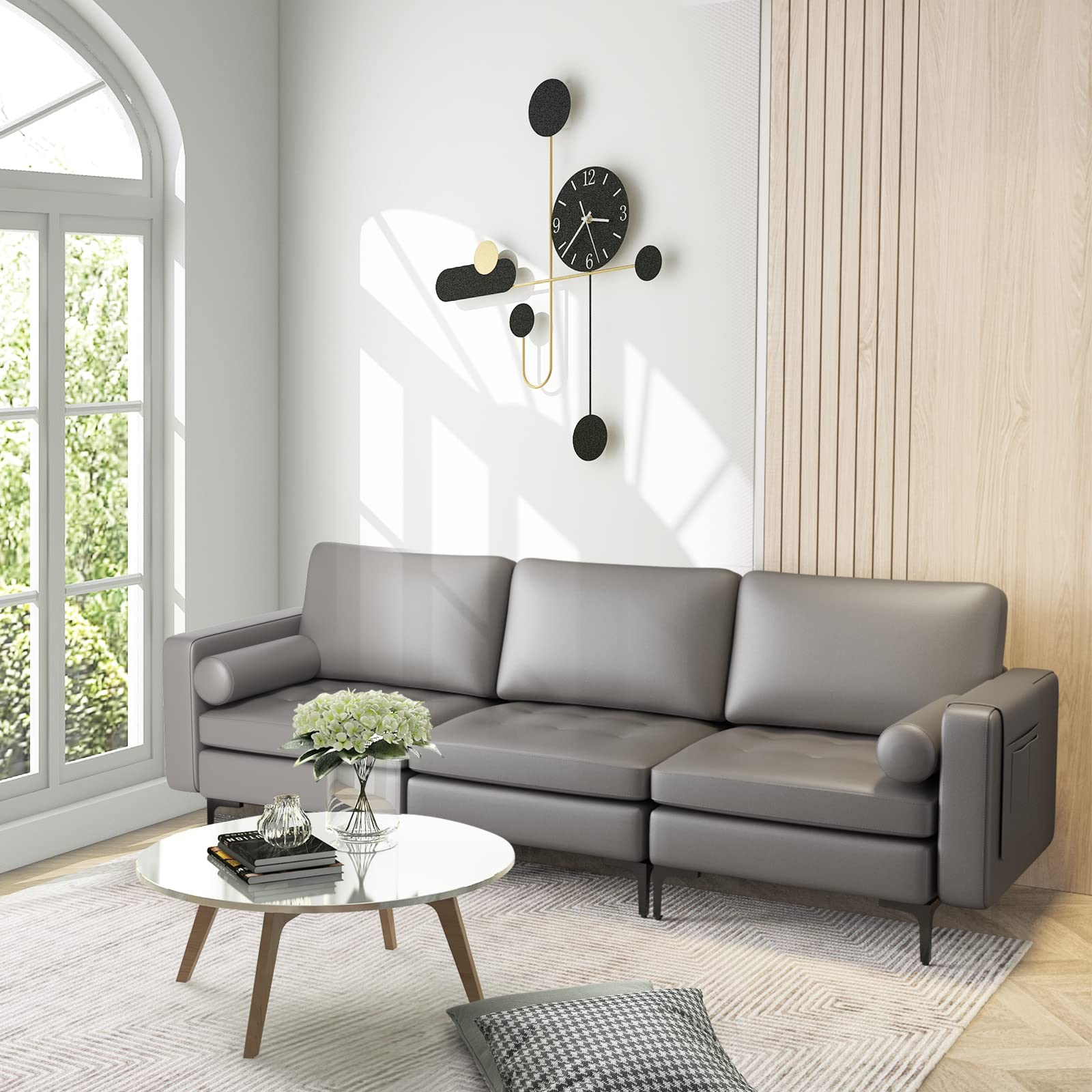 KOMFOTT Modern Accent Sofa w/Comfy Cushion Bolster for Bedroom Reception Room