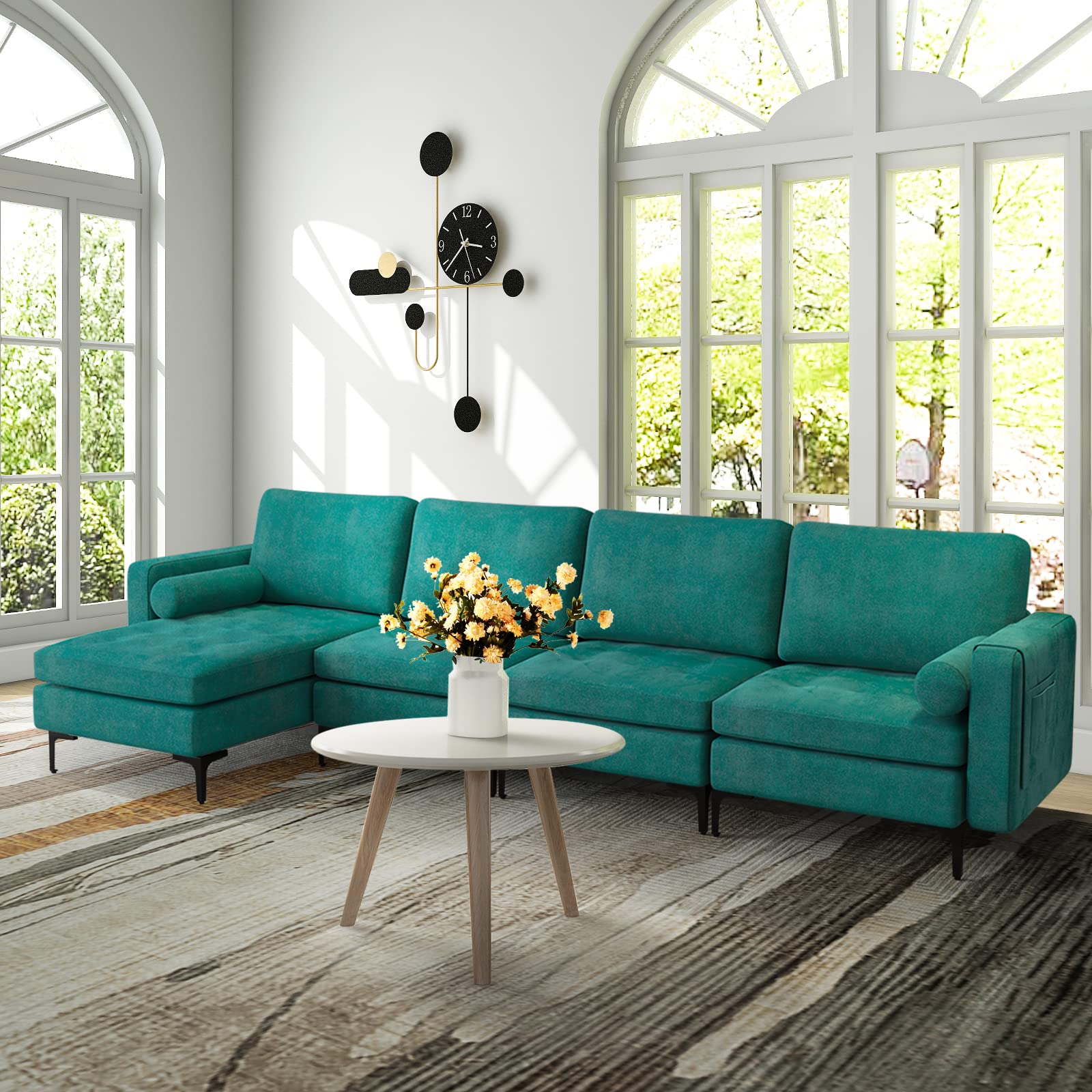 KOMFOTT Modern Accent Sofa w/Comfy Cushion Bolster for Bedroom Reception Room