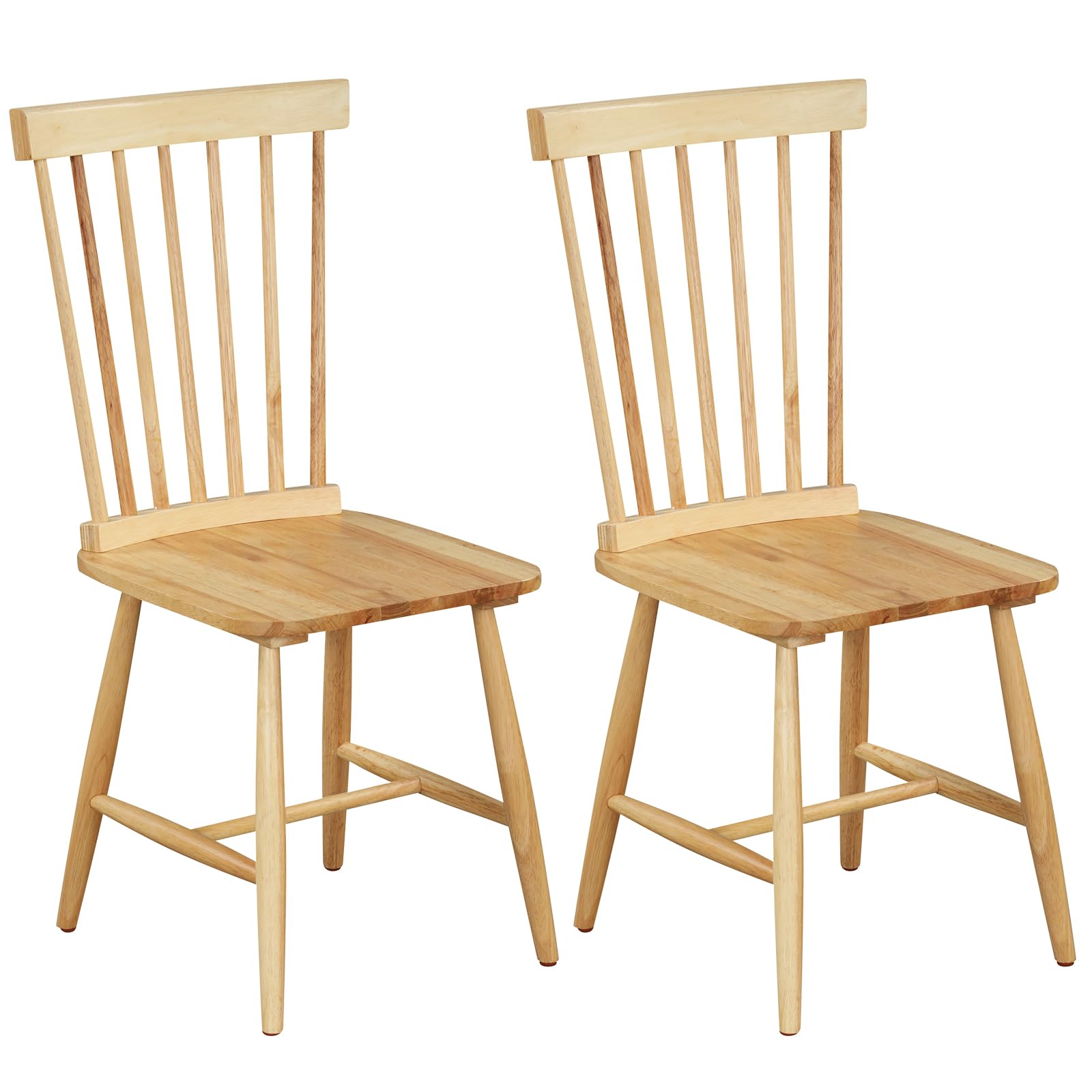 KOMFOTT Wood Dining Chairs Set of 2/4, Solid Wood Windsor Dining Chair with Wide Seat