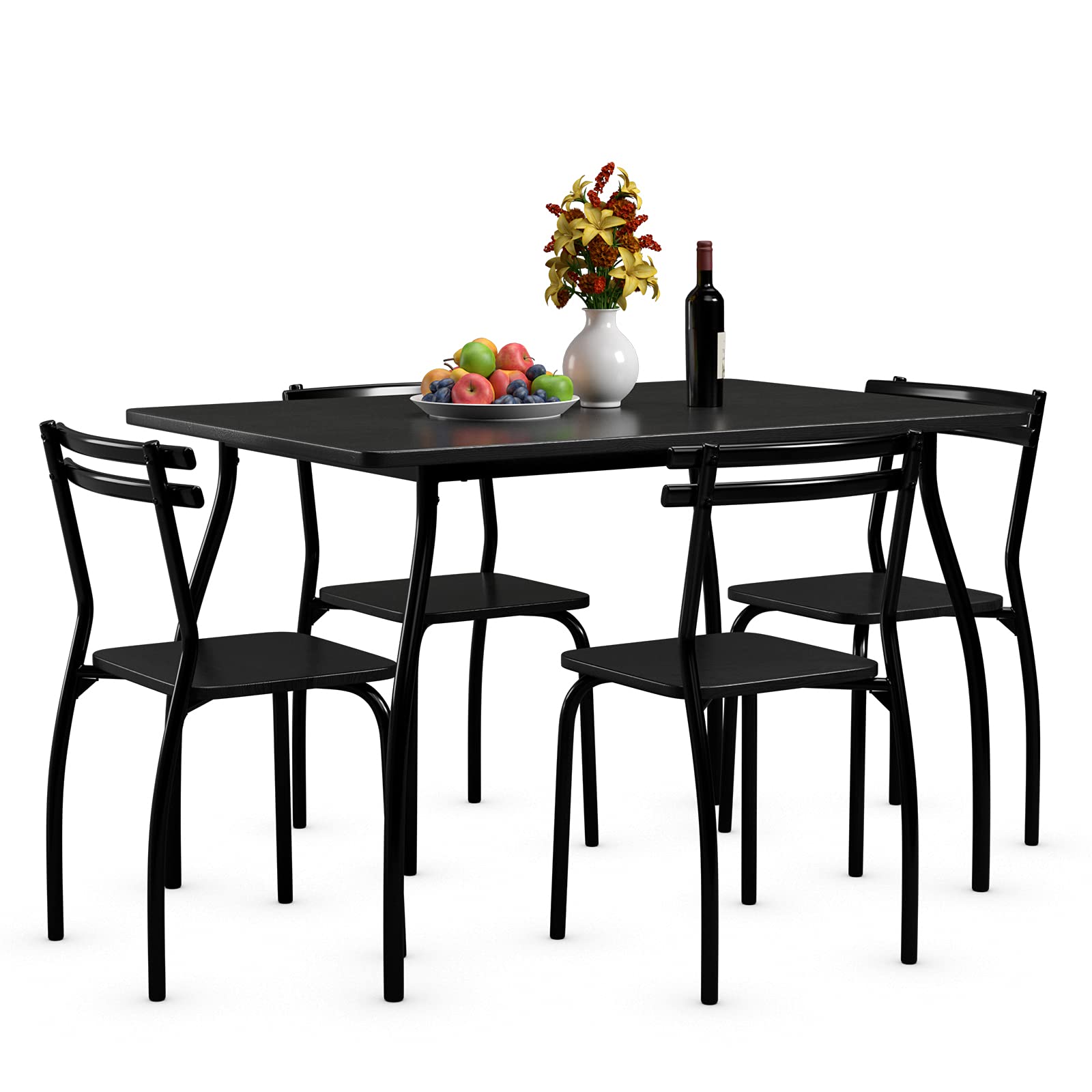 KOMFOTT 5 Piece Dining Table Set and 4 Chairs, Home Kitchen Room Breakfast Furniture