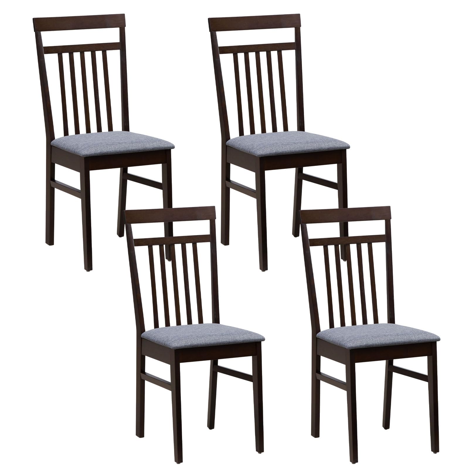 KOMFOTT Wood Dining Chairs Set of 2/4, Farmhouse Kitchen Chair with Cushion Seat, Armless Wooden Dining Side Chairs with Solid Rubber Wood Frame