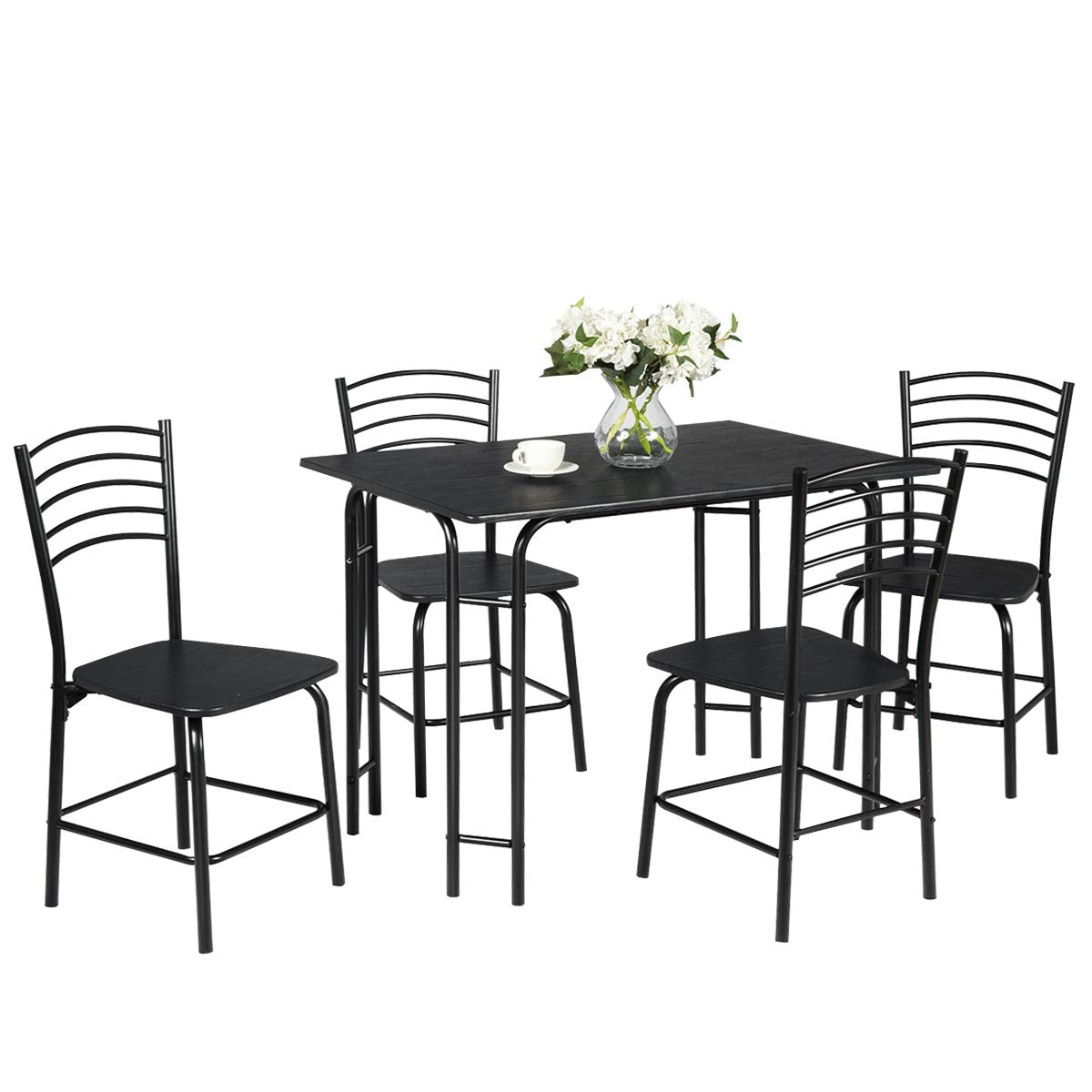 KOMFOTT 5 Piece Dining Set, Home Kitchen Table and 4 Chairs with Metal Legs