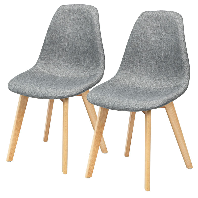 KOMFOTT Set of 2 Modern Fabric Dining Chairs,  Dining Room Side Chairs with Solid Wood Legs High Backrest Soft Padded Seat