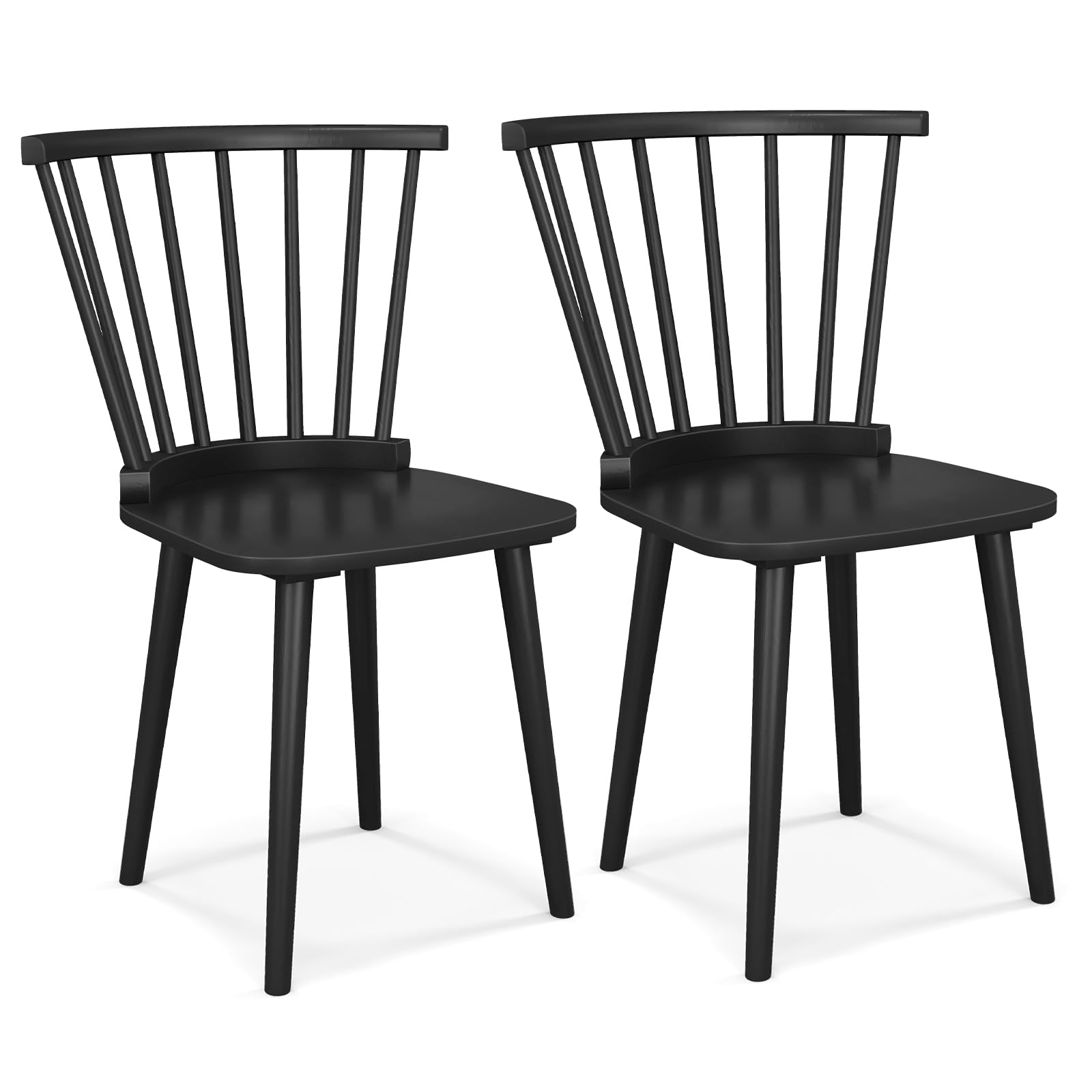 KOMFOTT Wood Dining Chairs Set of 2/4, Windsor Dining Chairs, American Country Kitchen Chairs w/Rubber Wood Frame & High Spindle Back