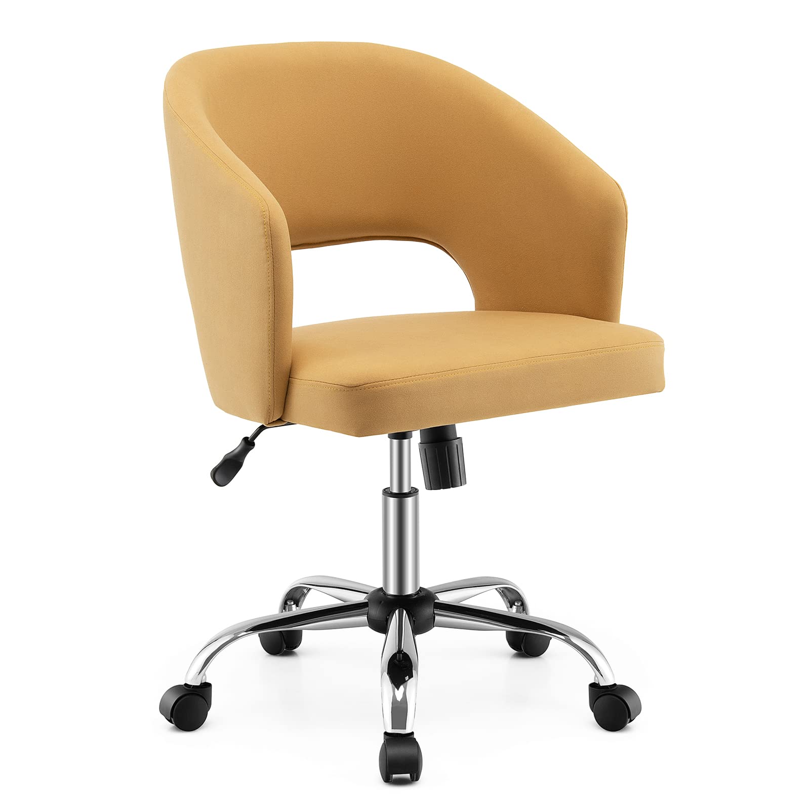 KOMFOTT Home Office Desk Chair, Comfy Upholstered Chair with Hollow Design & Height Adjustable