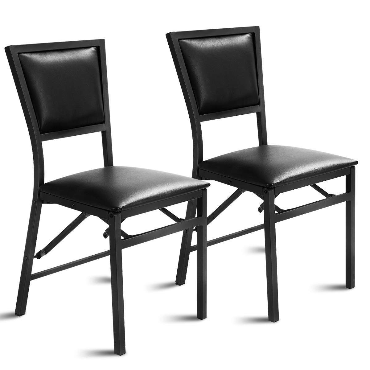 KOMFOTT Folding Dining Chairs Set of 2/4 with Padded Seats, Sturdy Metal Frame