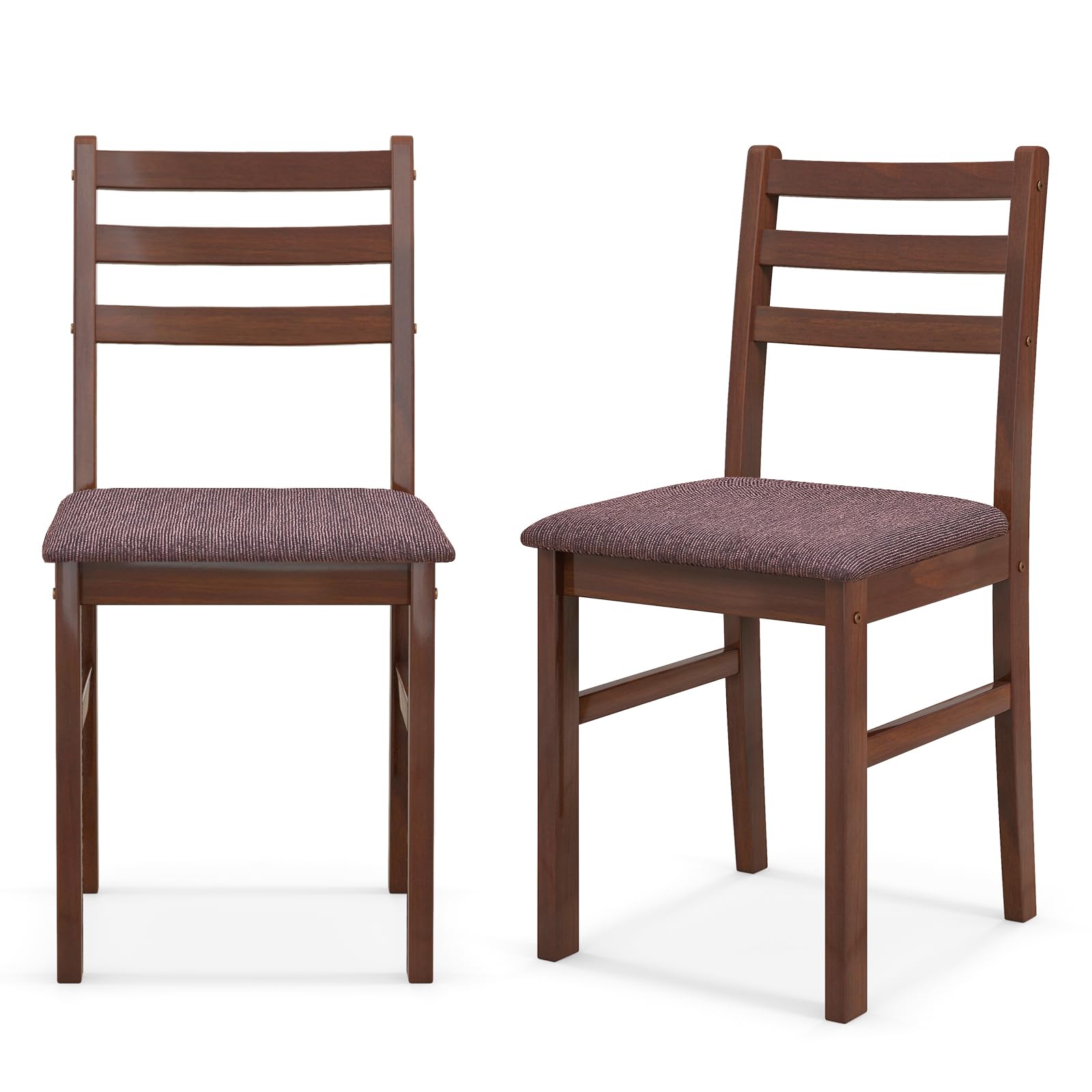 KOMFOTT Wooden Dining Chairs Set of 2, Farmhouse Kitchen Chairs with Rubber Wood Frame