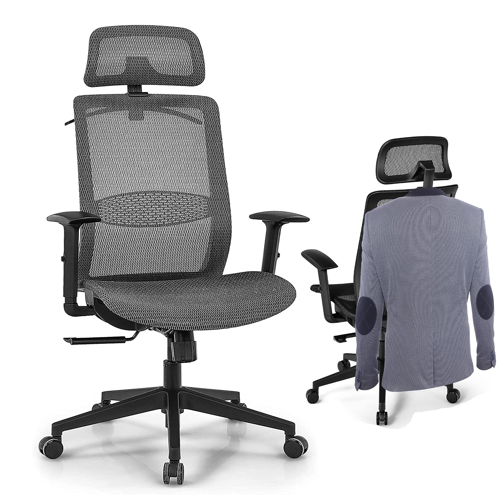 KOMFOTT Ergonomic Office Chair, Mesh Desk Chair Back Support with Adjustable Headrest