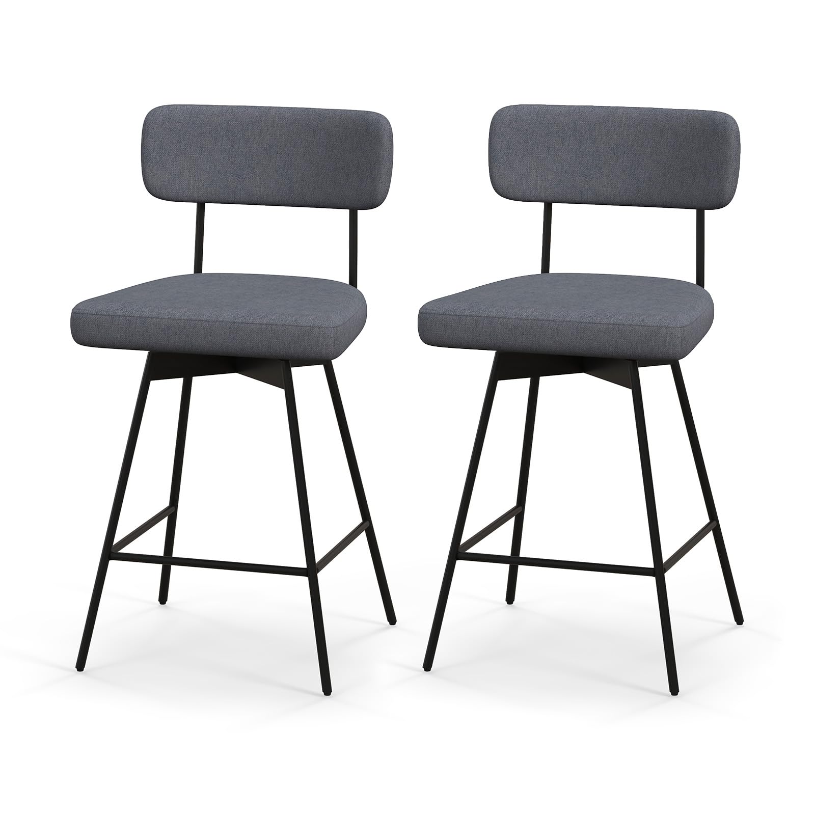 KOMFOTT Bar Stools Set of 2/4, 25” Upholstered Counter Height Bar Stools with Back