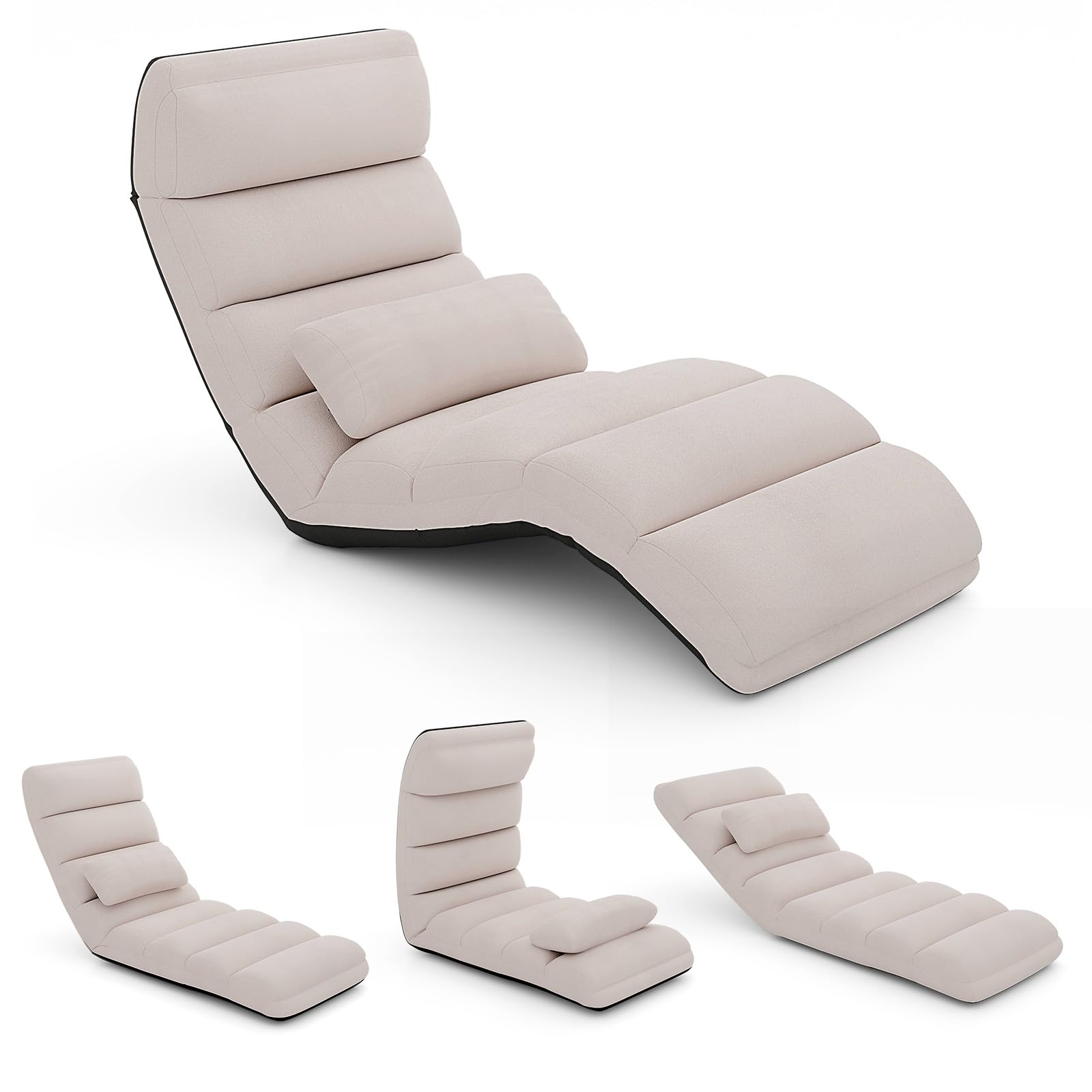 KOMFOTT Adjustable 5-Position Floor Lounger with Thick Padded & Pillow