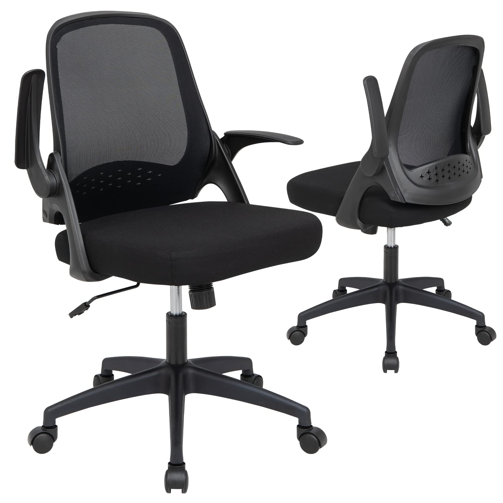 KOMFOTT Mid-Back Height Adjustable Swivel Mesh Office Chair with Flip-up Armrests, Lumbar Support