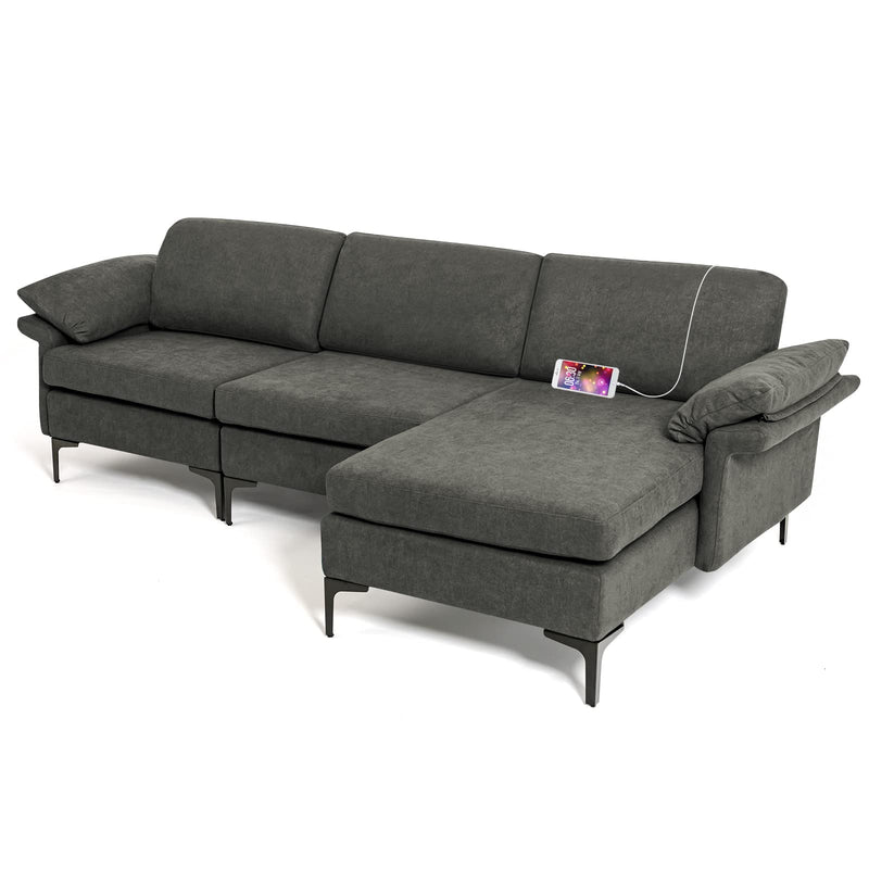 KOMFOTT 100.5 Inch Convertible L-Shaped Sectional Sofa Couch, 3-Seat Sofa with Reversible Chaise Lounge