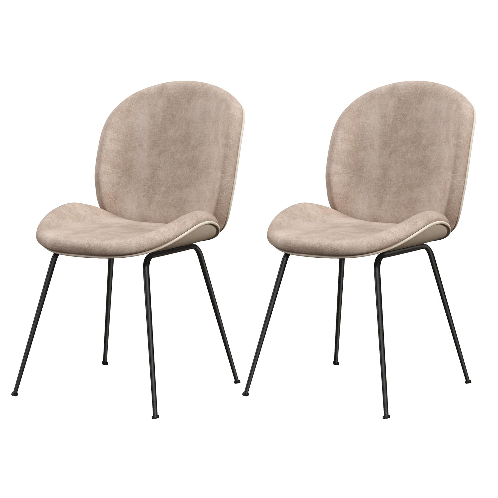 KOMFOTT Dining Chairs Set of 2, Velvet Kitchen Chair Set with Metal Base