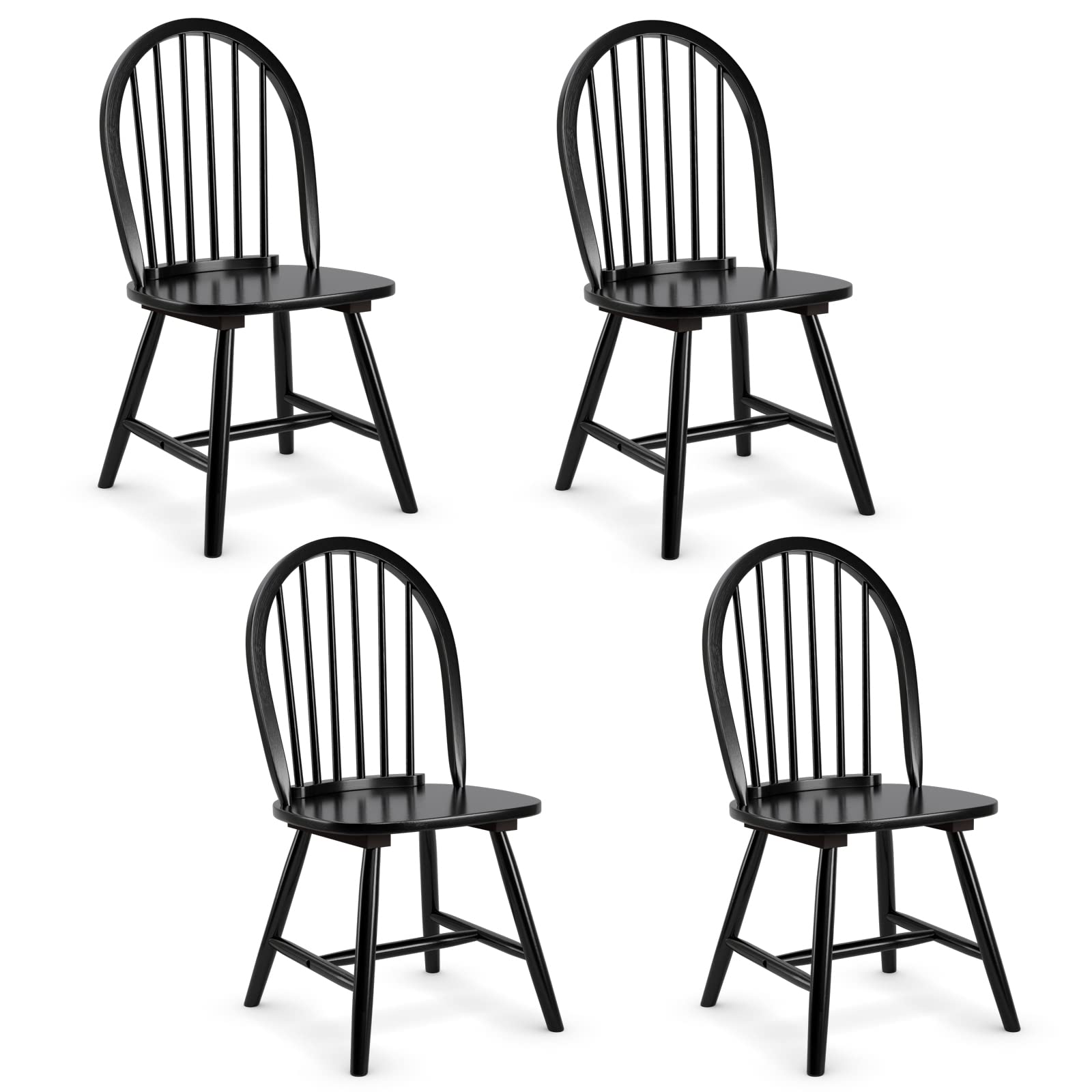 KOMFOTT Set of 2/4 Wood Dining Chairs, French Country Armless Spindle Back Dining Chairs