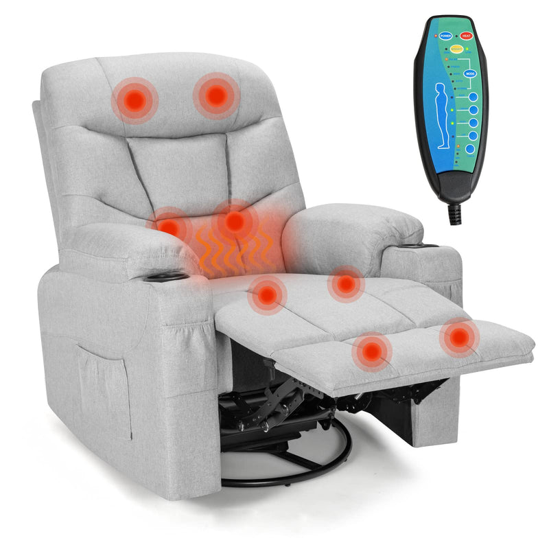 Swivel Rocker Recliner Chairs with Massage and Heating