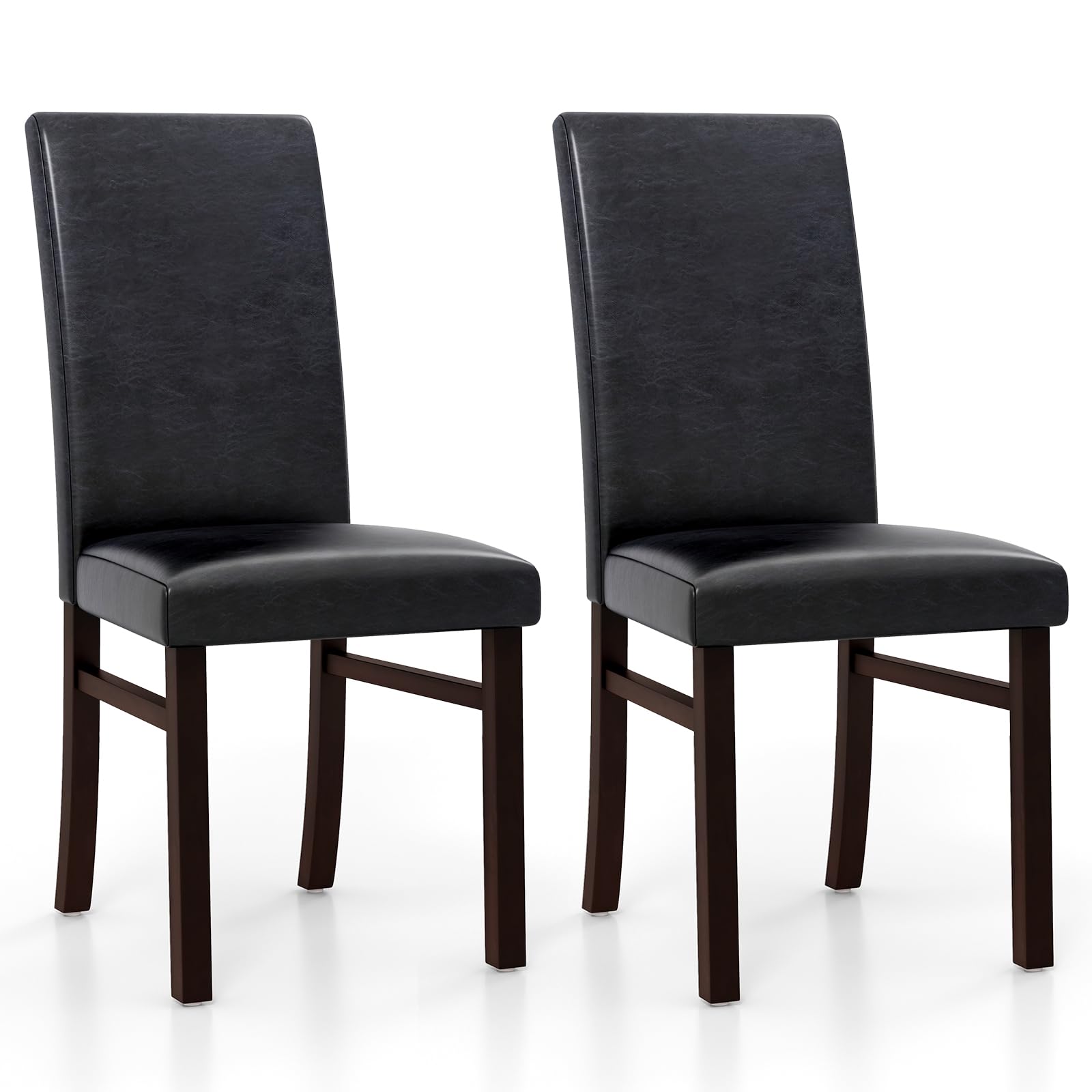 KOMFOTT PU Leather Dining Chairs Set of 2/4, Armless High Back Dining Side Chairs with Cushion Seat