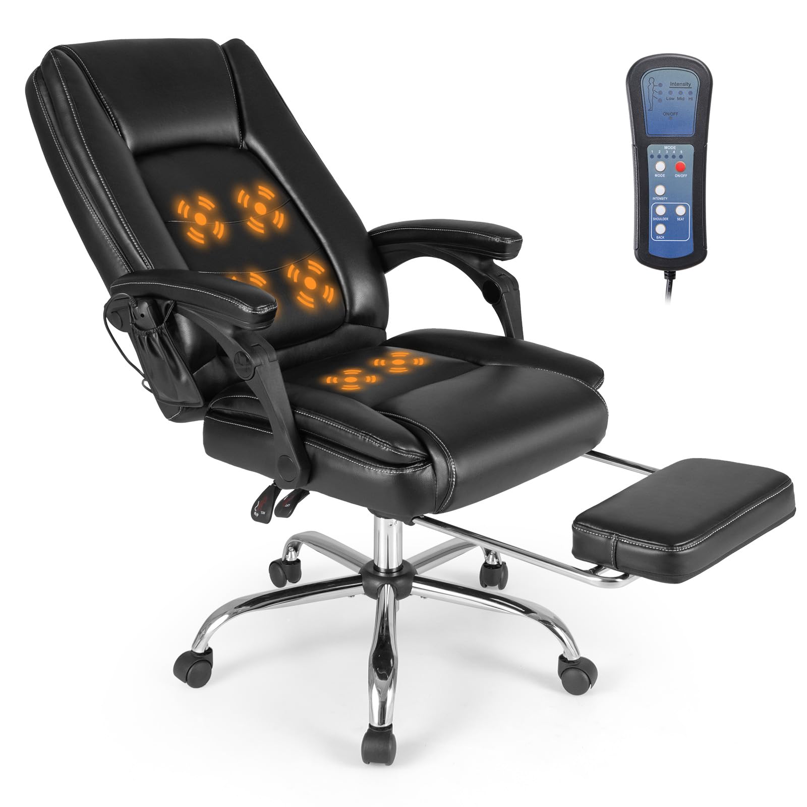 KOMFOTT Massage Adjustable Executive Chair - 400 LBS Big and Tall Office Chair with Linkage Armrests