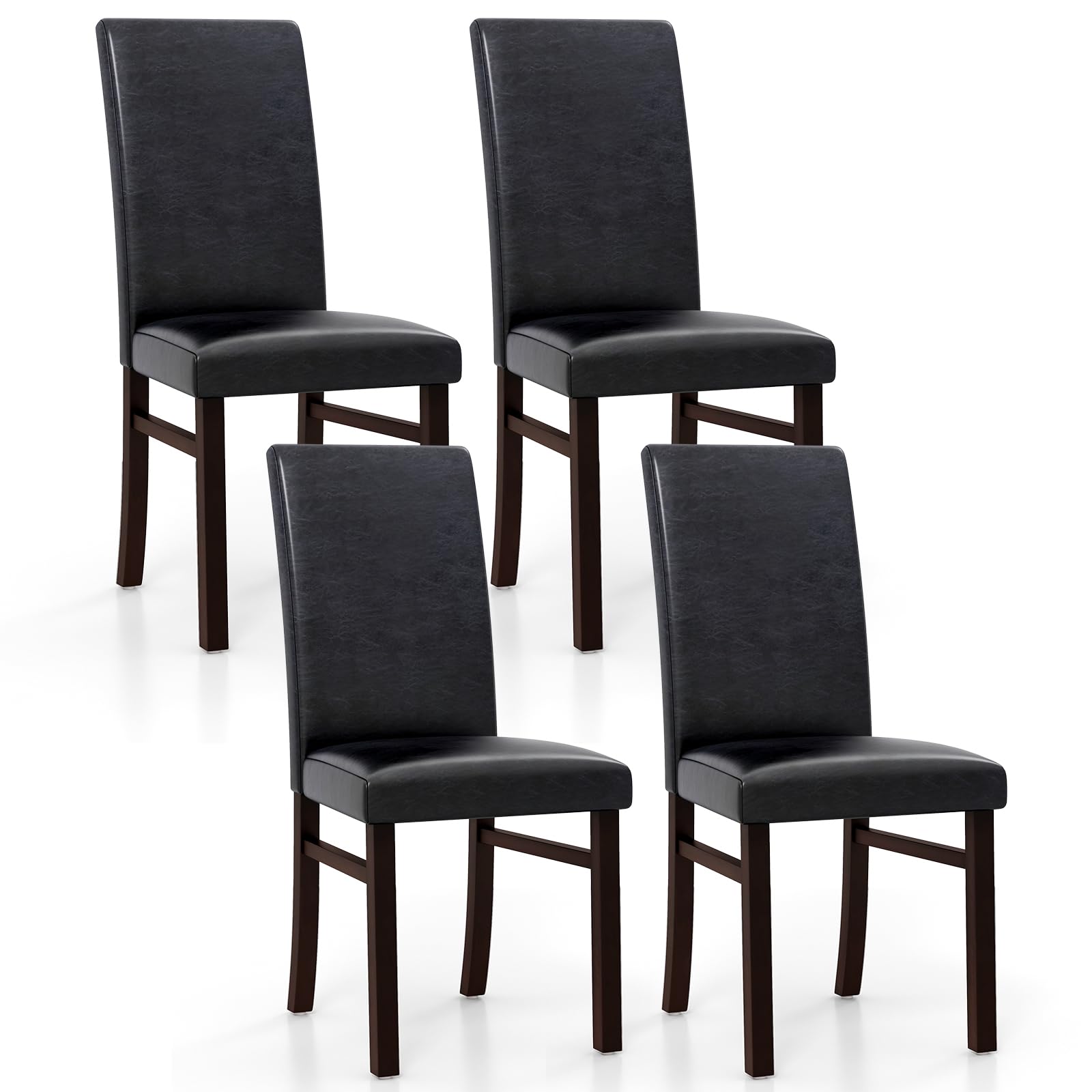 KOMFOTT PU Leather Dining Chairs Set of 2/4, Armless High Back Dining Side Chairs with Cushion Seat