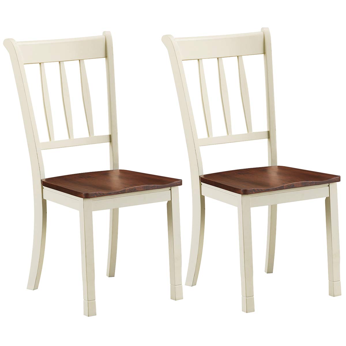 KOMFOTT Set of 2/4 Wood Solid Rubber Wood Armless Dining Chairs with Non-Slip Foot Pads