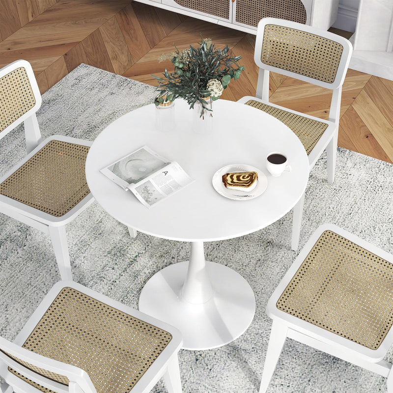 KOMFOTT Round Dining Table, 32" Modern Tulip Kitchen Table with 0.9” Thickened Tabletop & Sturdy Metal Pedestal